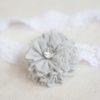 Dainty cornflower blue flower baby headband using the Ruffled Blossom Tutorial