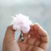 Pink Tulle Fabric Flower Dangling Stud Earrings using the Ruffled Blossom Tutorial