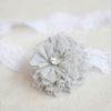 Dainty cornflower blue flower baby headband using the Ruffled Blossom Tutorial